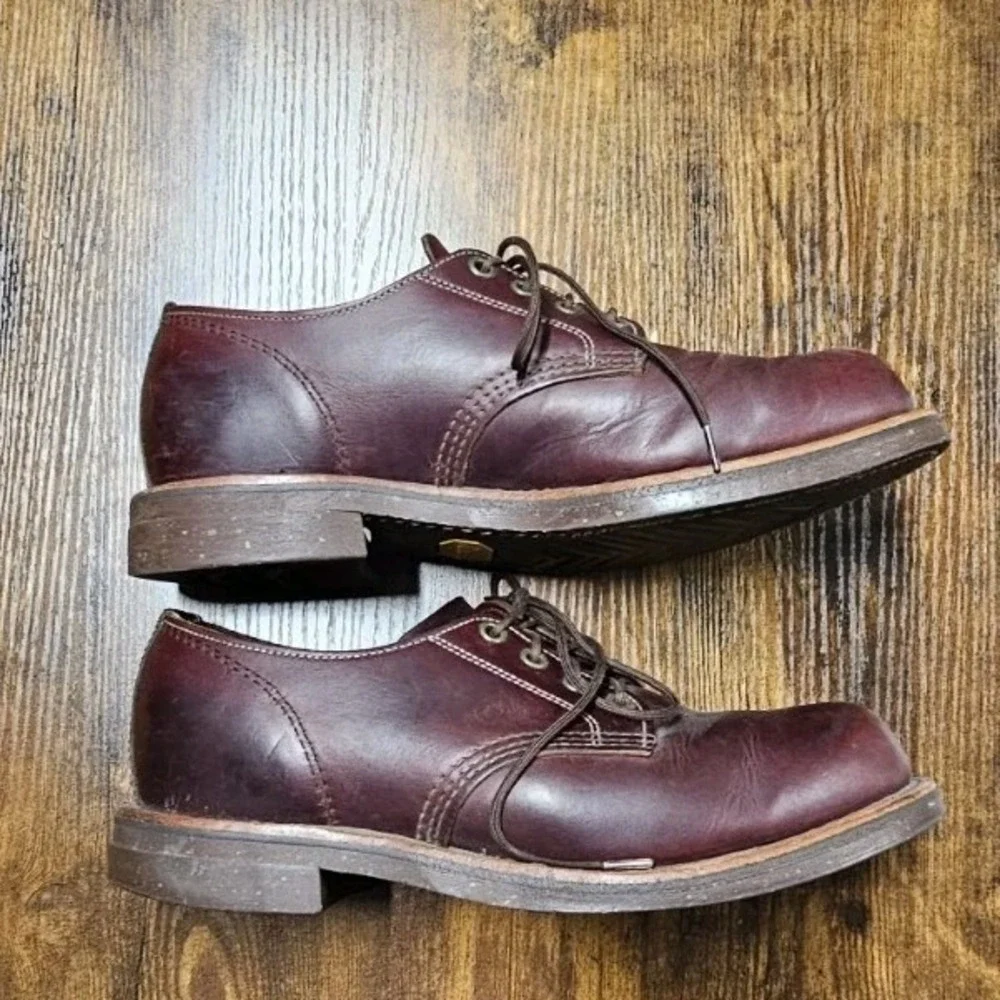 Chippewa LL Bean Shoes Mens 8EE Brown Leather Oxford Vibram Soles Boots